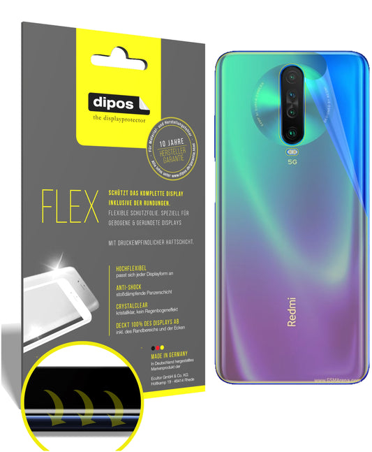 Klare Displayschutzfolie von dipos passend für Poco F2 Pro Rückseite, 100% Displayabdeckung und blasenfreie Montage