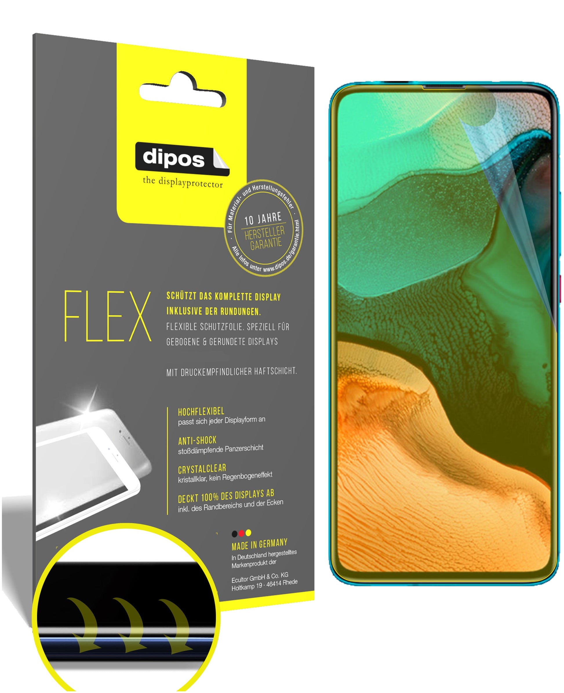 Klare Displayschutzfolie von dipos passend für Xiaomi Redmi K30 Ultra, 100% Displayabdeckung und blasenfreie Montage