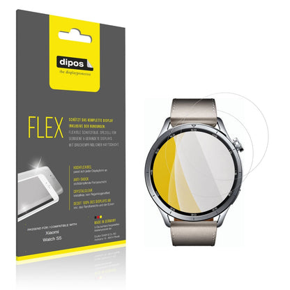 Klare Displayschutzfolie von dipos passend für Xiaomi Watch S5, 100% Displayabdeckung und blasenfreie Montage
