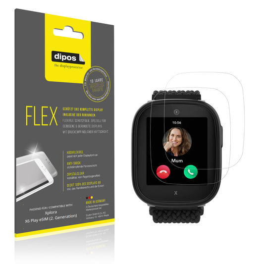 Klare Displayschutzfolie von dipos passend für Xplora X6 Play eSIM (2. Generation), 100% Displayabdeckung und blasenfreie Montage