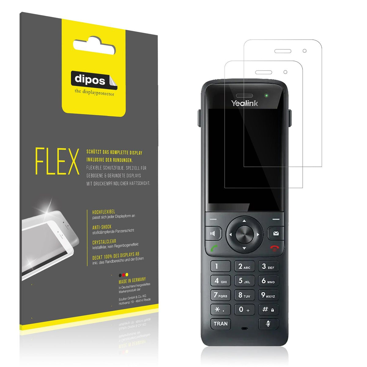 Klare Displayschutzfolie von dipos passend für Yealink AX83H, 100% Displayabdeckung und blasenfreie Montage