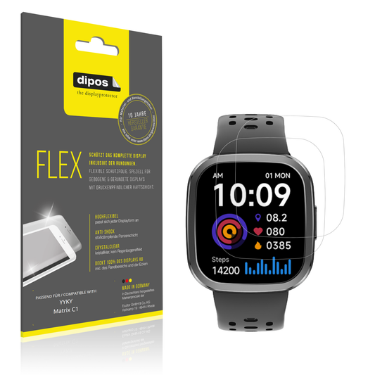 Klare Displayschutzfolie von dipos passend für YYKY Matrix C1, 100% Displayabdeckung und blasenfreie Montage