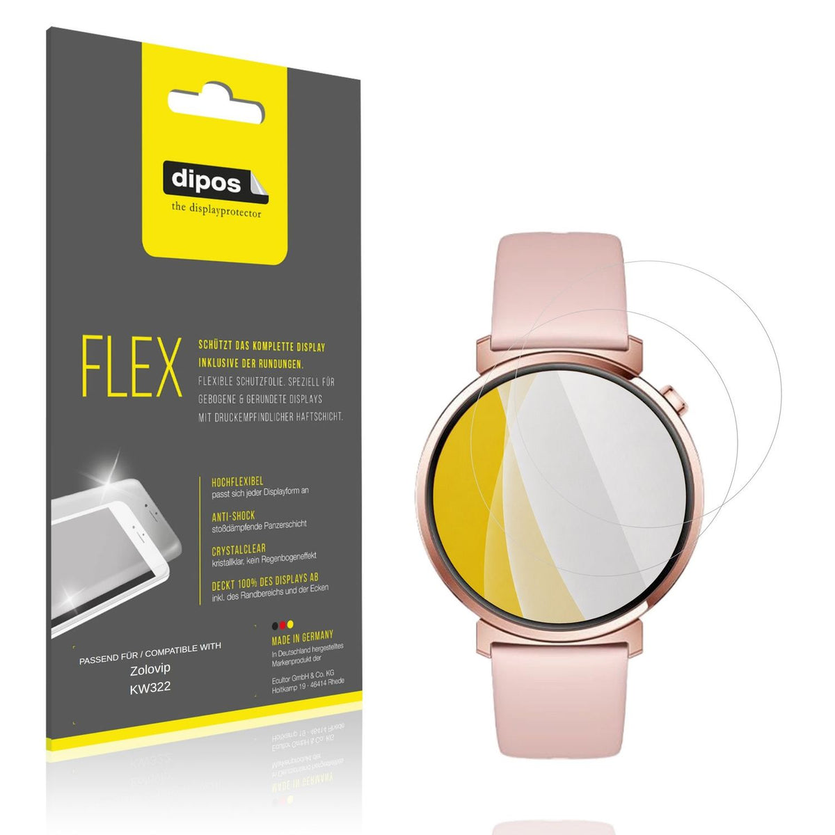 Klare Displayschutzfolie von dipos passend für Zolovip KW322, 100% Displayabdeckung und blasenfreie Montage