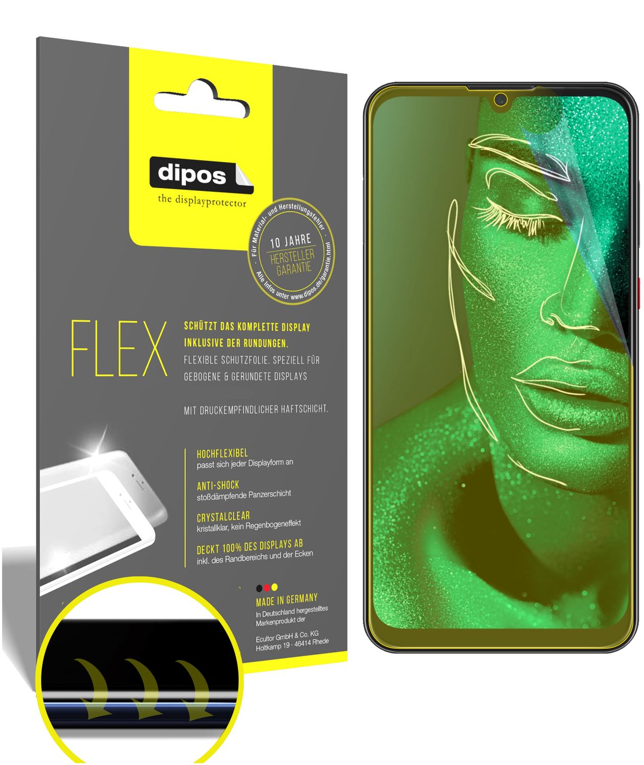 Klare Displayschutzfolie von dipos passend für ZTE Blade V10, 100% Displayabdeckung und blasenfreie Montage