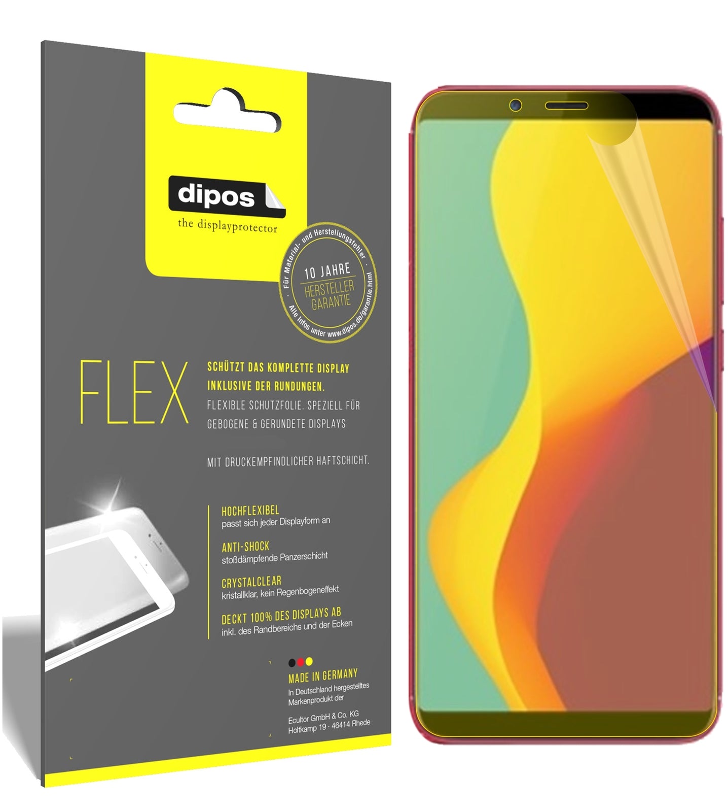 Klare Displayschutzfolie von dipos passend für ZTE Nubia V18, 100% Displayabdeckung und blasenfreie Montage