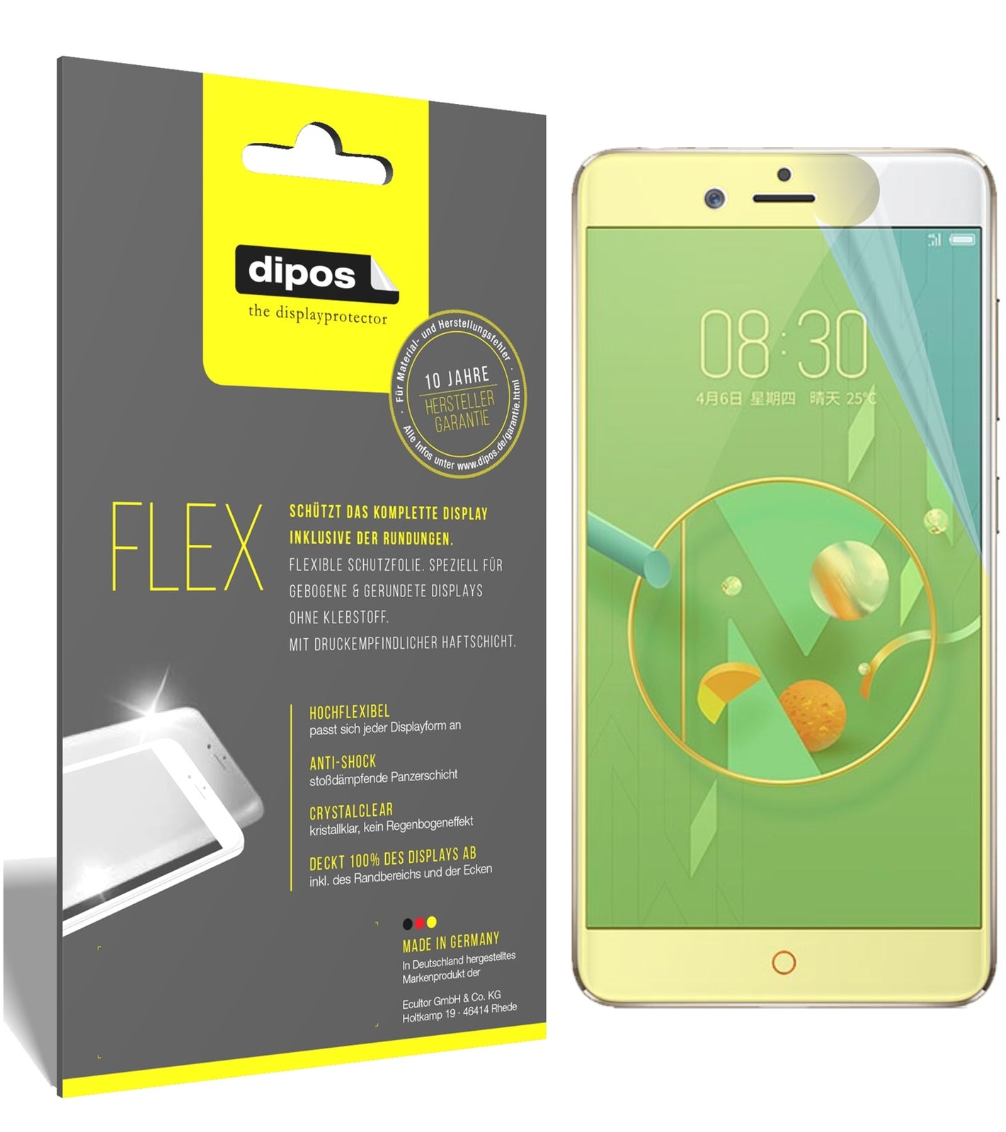 Klare Displayschutzfolie von dipos passend für ZTE Nubia Z17 miniS, 100% Displayabdeckung und blasenfreie Montage