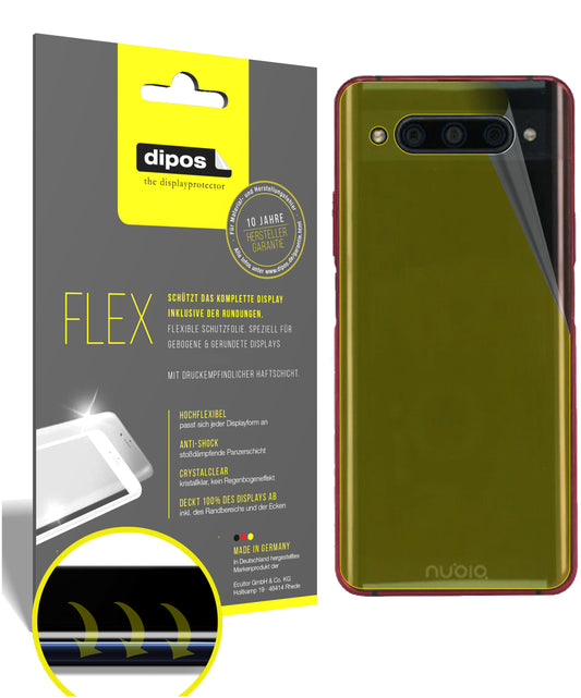 Klare Displayschutzfolie von dipos passend für ZTE nubia Z20 Rückseite, 100% Displayabdeckung und blasenfreie Montage