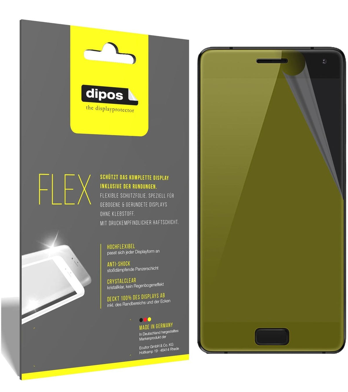 Klare Displayschutzfolie von dipos passend für ZUK Z2 Pro, 100% Displayabdeckung und blasenfreie Montage