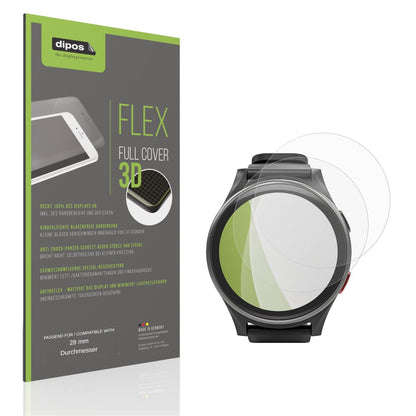 Matte Displayschutzfolie von dipos passend für 28 mm Durchmesser, 100% Displayabdeckung und blasenfreie Montage