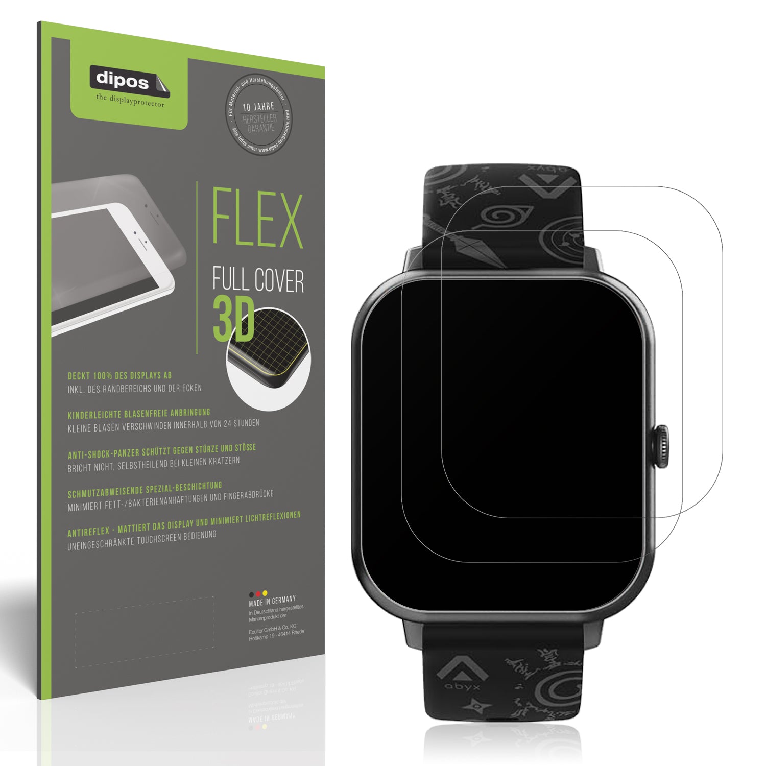 Matte Displayschutzfolie von dipos passend für Abyx FIT Touch 3 1.83 Zoll, 100% Displayabdeckung und blasenfreie Montage