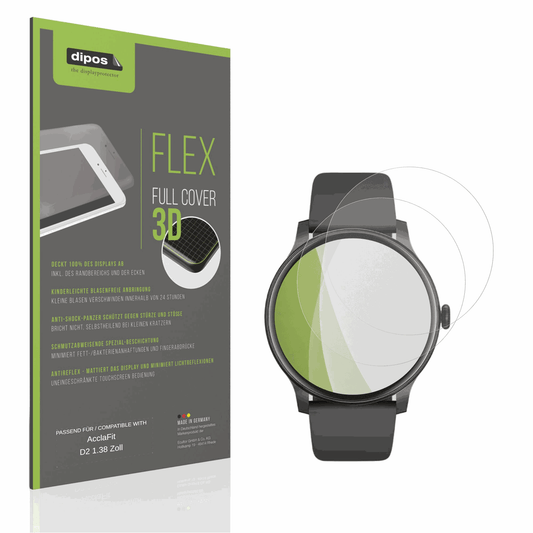 Matte Displayschutzfolie von dipos passend für AcclaFit D2 1.38 Zoll, 100% Displayabdeckung und blasenfreie Montage