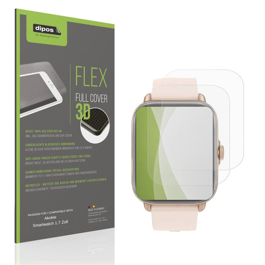 Matte Displayschutzfolie von dipos passend für Akokie Smartwatch 1.7 Zoll, 100% Displayabdeckung und blasenfreie Montage