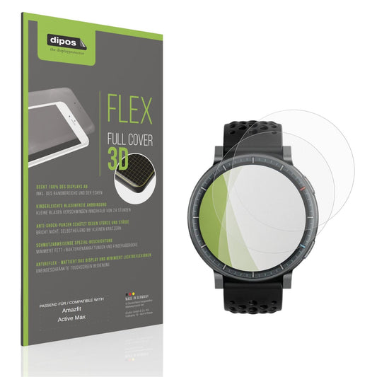 Matte Displayschutzfolie von dipos passend für Amazfit Active Max, 100% Displayabdeckung und blasenfreie Montage
