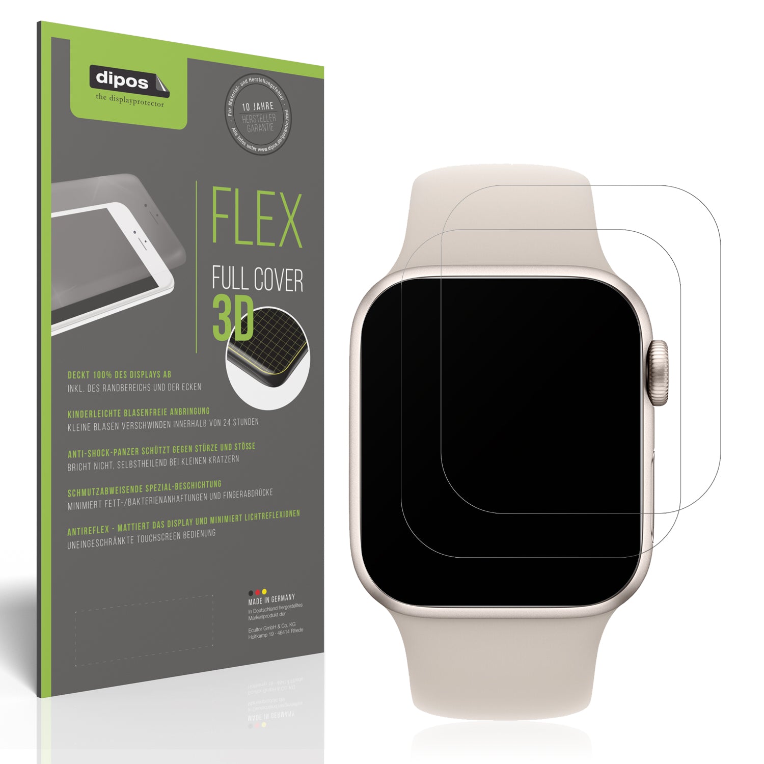 Matte Displayschutzfolie von dipos passend für Apple Watch SE 2. Generation GPS 40mm, 100% Displayabdeckung und blasenfreie Montage