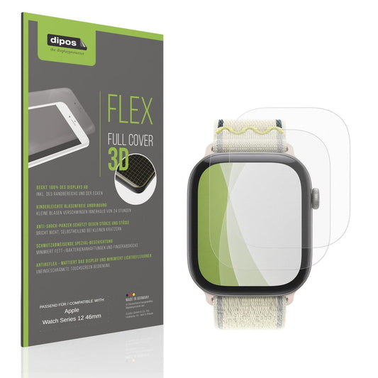 Matte Displayschutzfolie von dipos passend für Apple Watch Series 12 46mm, 100% Displayabdeckung und blasenfreie Montage