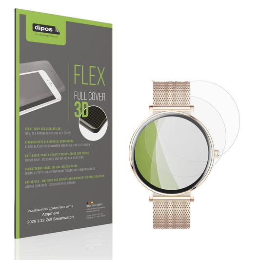 Matte Displayschutzfolie von dipos passend für Atopment 2026 1.32 Zoll Smartwatch, 100% Displayabdeckung und blasenfreie Montage