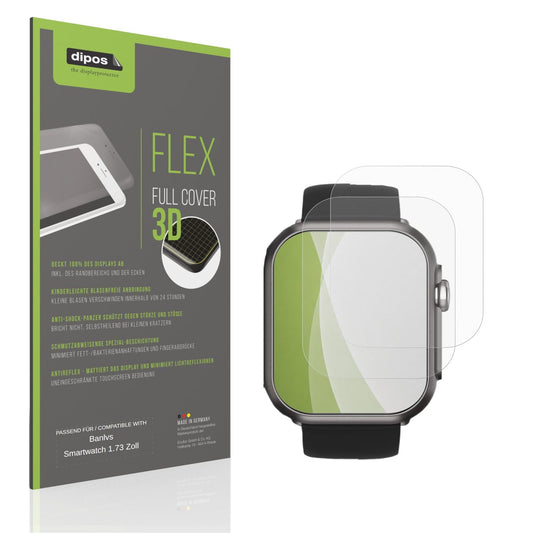 Matte Displayschutzfolie von dipos passend für Banlvs Smartwatch 1.73 Zoll, 100% Displayabdeckung und blasenfreie Montage