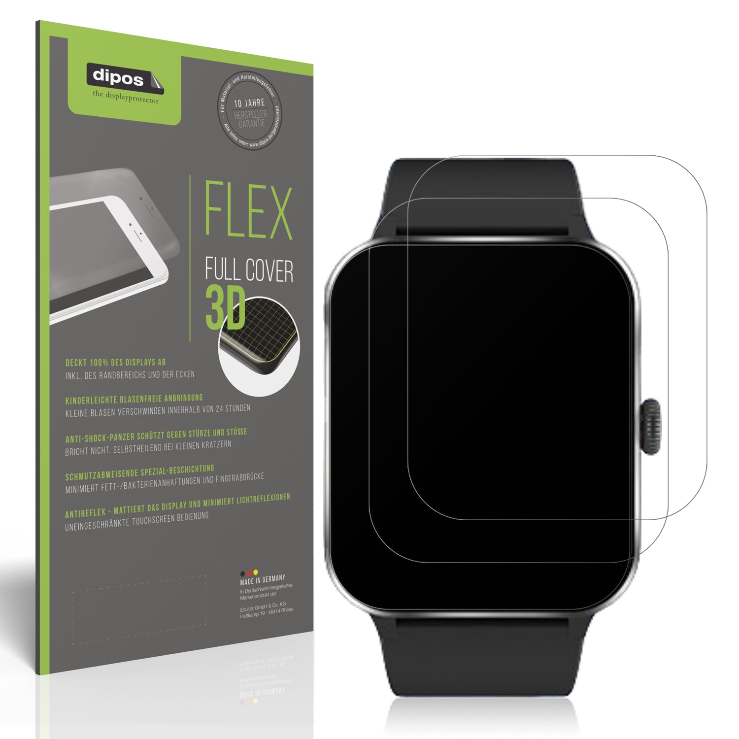 Matte Displayschutzfolie von dipos passend für Baolubao W50PRO-BK 1.45 Zoll, 100% Displayabdeckung und blasenfreie Montage