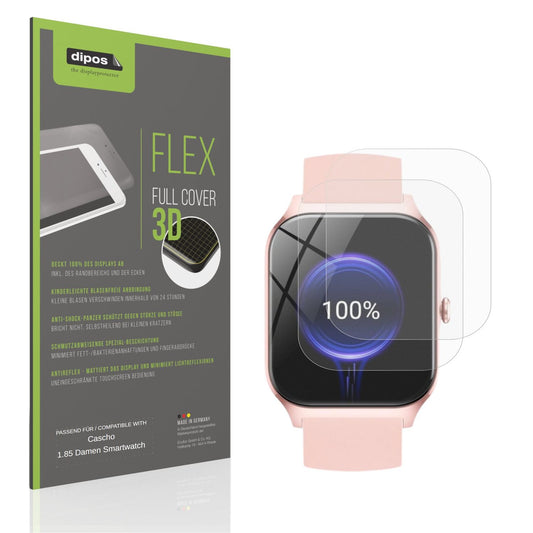 Matte Displayschutzfolie von dipos passend für Cascho 1.85 Damen Smartwatch, 100% Displayabdeckung und blasenfreie Montage