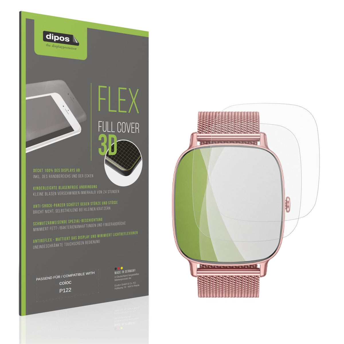 Matte Displayschutzfolie von dipos passend für coioc P122, 100% Displayabdeckung und blasenfreie Montage