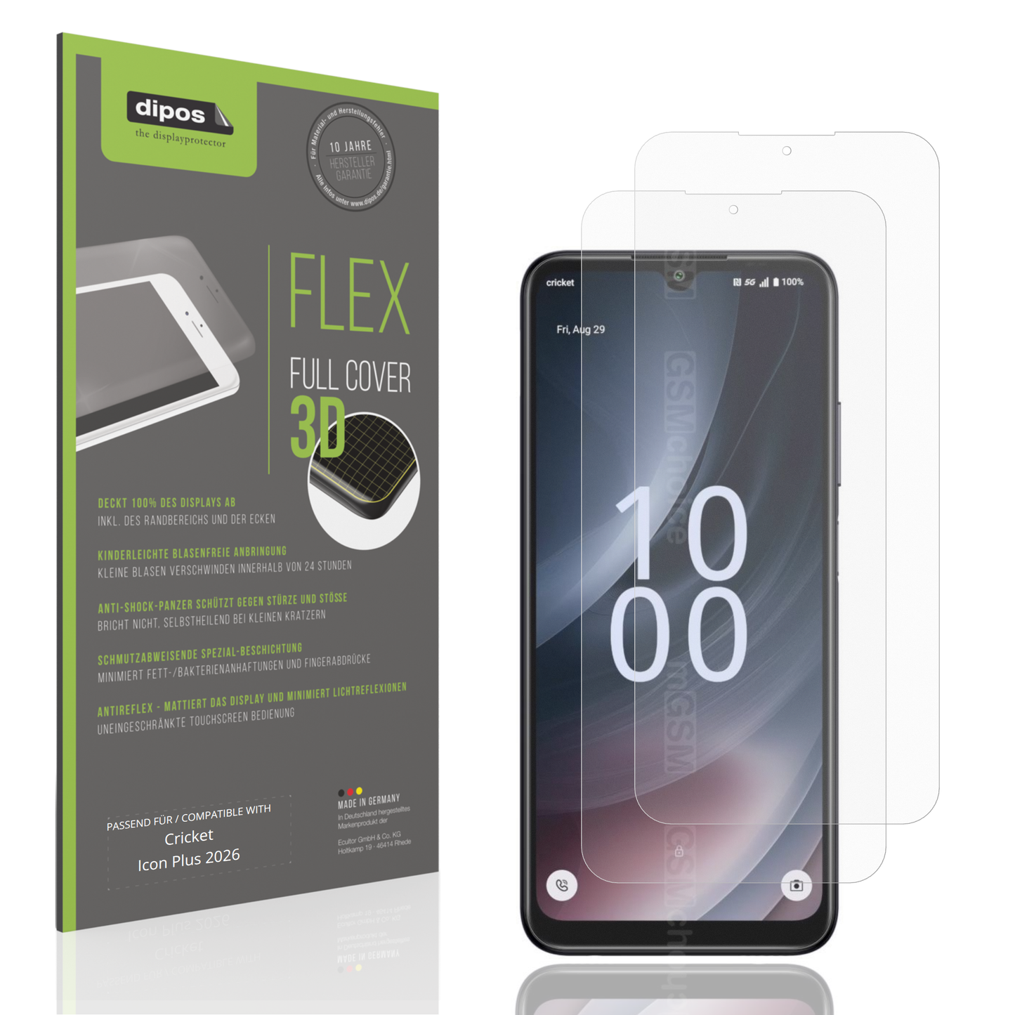 Matte Displayschutzfolie von dipos passend für Cricket Icon Plus 2026, 100% Displayabdeckung und blasenfreie Montage