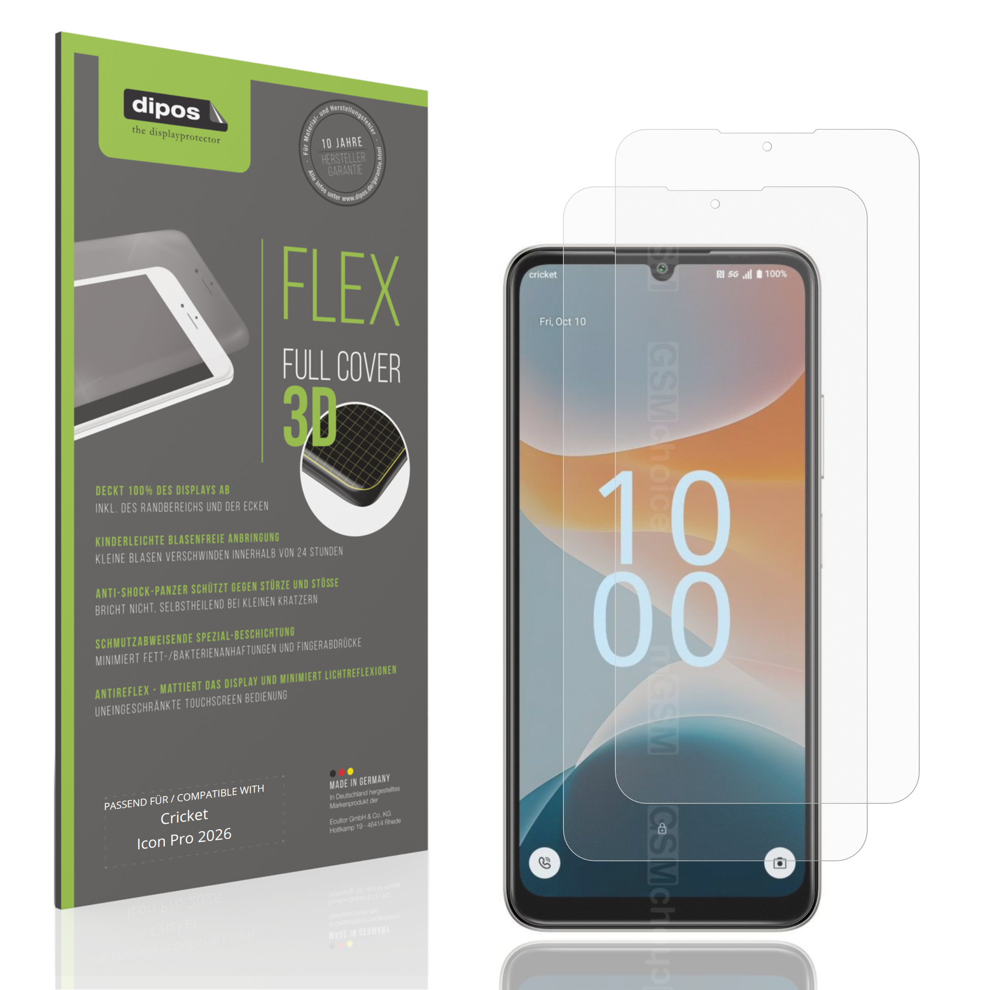 Matte Displayschutzfolie von dipos passend für Cricket Icon Pro 2026, 100% Displayabdeckung und blasenfreie Montage
