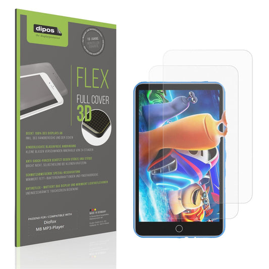 Matte Displayschutzfolie von dipos passend für Diofox M8 MP3-Player, 100% Displayabdeckung und blasenfreie Montage