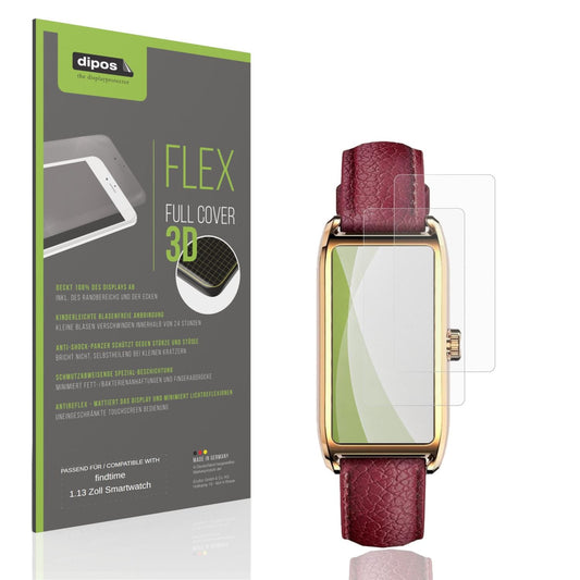 Matte Displayschutzfolie von dipos passend für findtime 1.13 Zoll Smartwatch, 100% Displayabdeckung und blasenfreie Montage