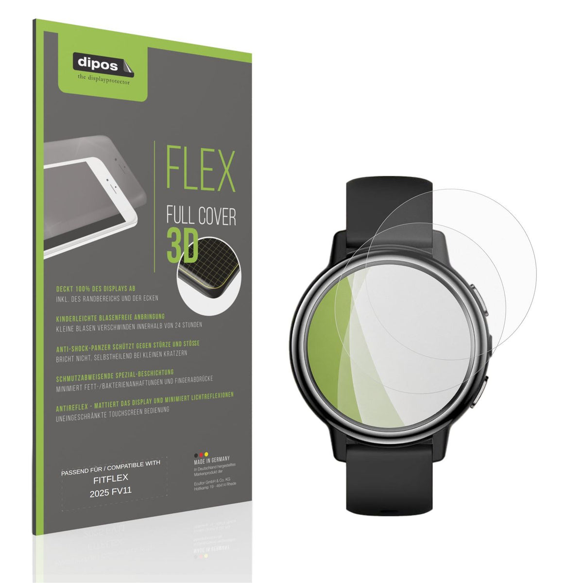 Matte Displayschutzfolie von dipos passend für FITFLEX 2025 FV11, 100% Displayabdeckung und blasenfreie Montage