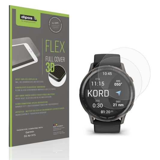 Matte Displayschutzfolie von dipos passend für Garmin D2 Air X15, 100% Displayabdeckung und blasenfreie Montage