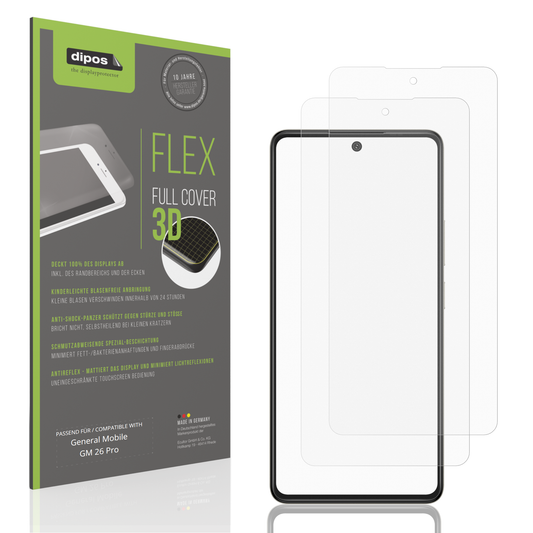 Matte Displayschutzfolie von dipos passend für General Mobile GM 26 Pro, 100% Displayabdeckung und blasenfreie Montage