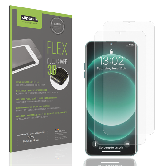 Matte Displayschutzfolie von dipos passend für GFive Note 25 Ultra, 100% Displayabdeckung und blasenfreie Montage