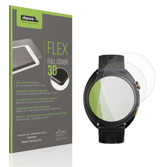 Matte Displayschutzfolie von dipos passend für Hammer Watch Ventus Pro, 100% Displayabdeckung und blasenfreie Montage
