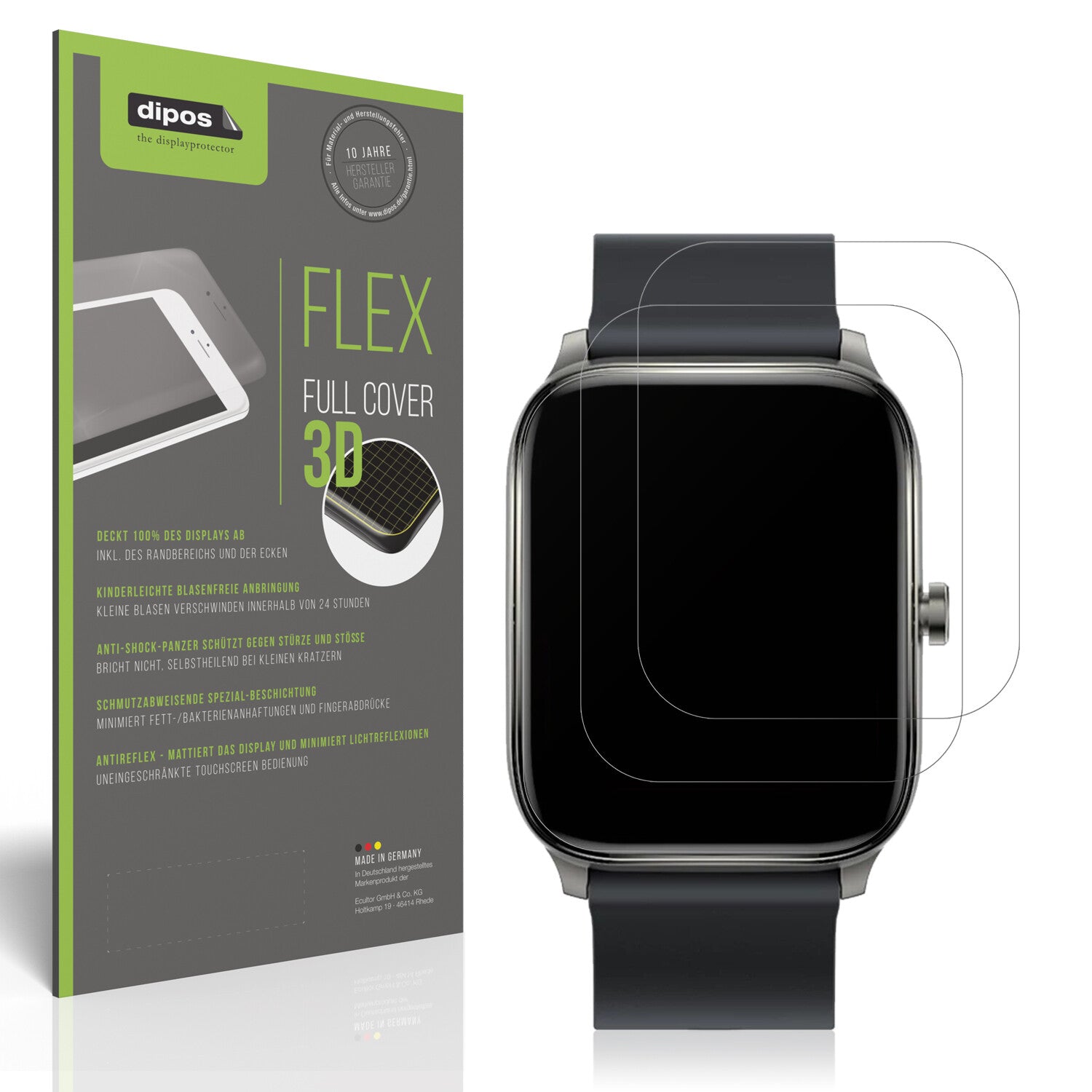 Matte Displayschutzfolie von dipos passend für Haylou GST Smartwatch, 100% Displayabdeckung und blasenfreie Montage