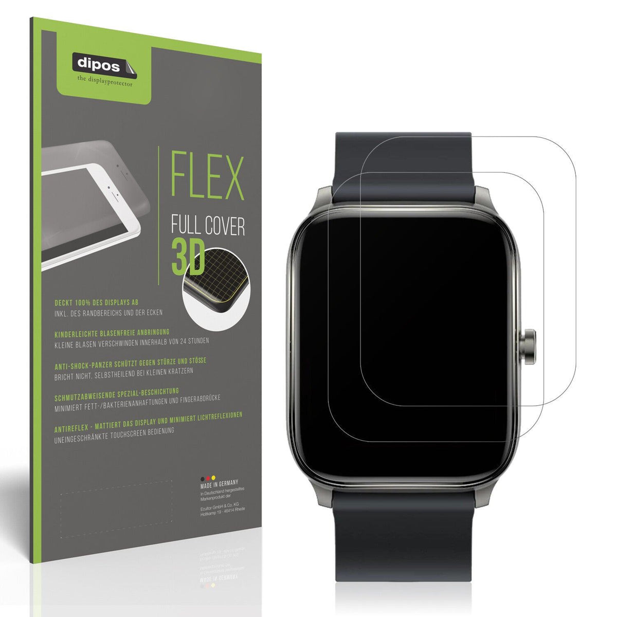 Matte Displayschutzfolie von dipos passend für Haylou GST Smartwatch, 100% Displayabdeckung und blasenfreie Montage