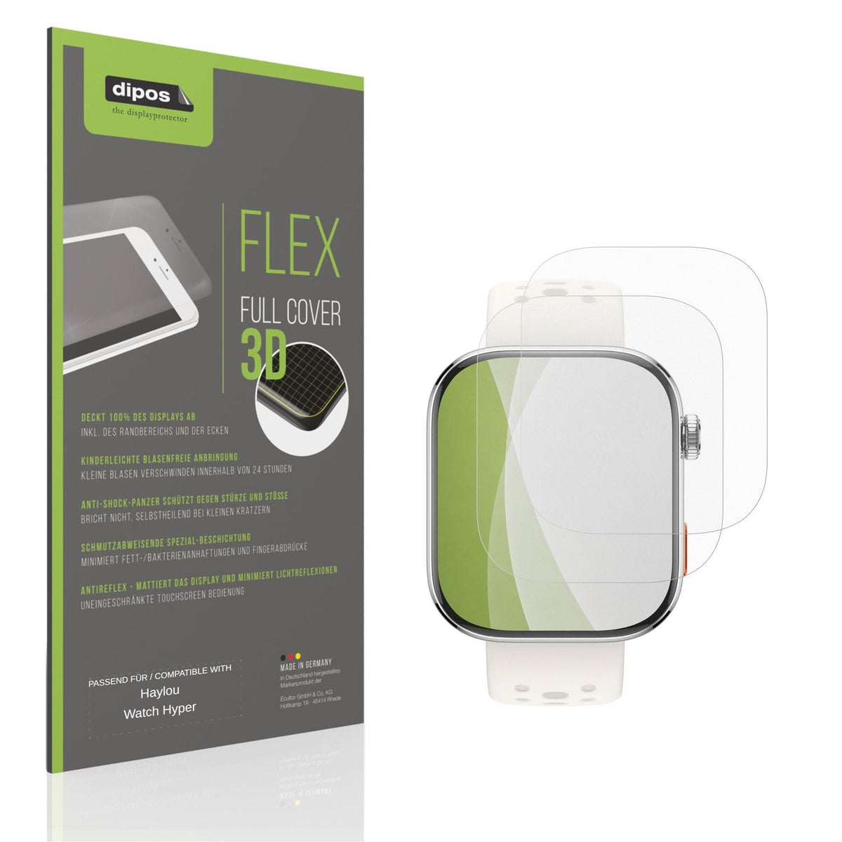 Matte Displayschutzfolie von dipos passend für Haylou Watch Hyper, 100% Displayabdeckung und blasenfreie Montage