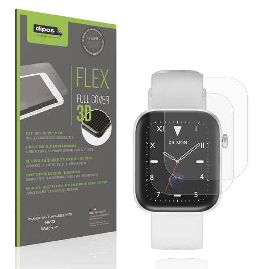 Matte Displayschutzfolie von dipos passend f�r HMD Watch P1, 100% Displayabdeckung und blasenfreie Montage