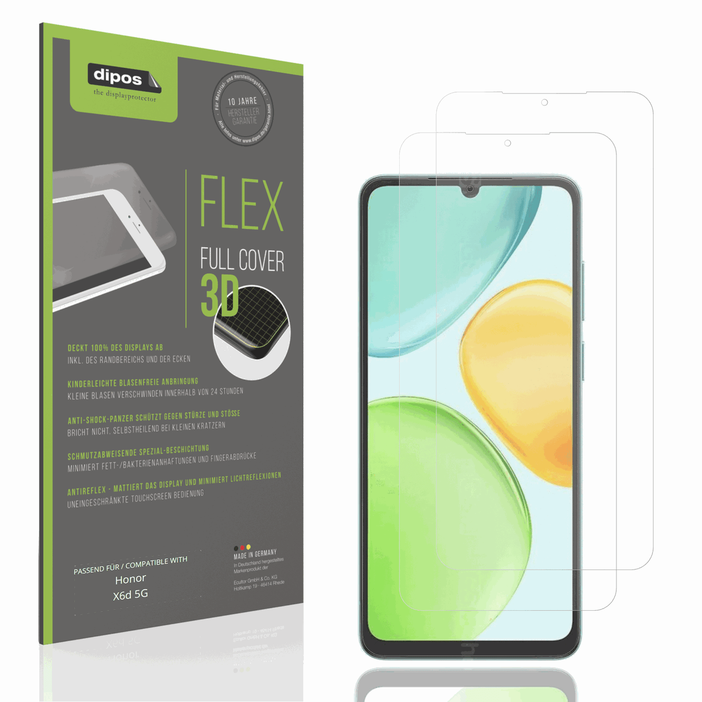 Matte Displayschutzfolie von dipos passend für Honor X6d 5G, 100% Displayabdeckung und blasenfreie Montage