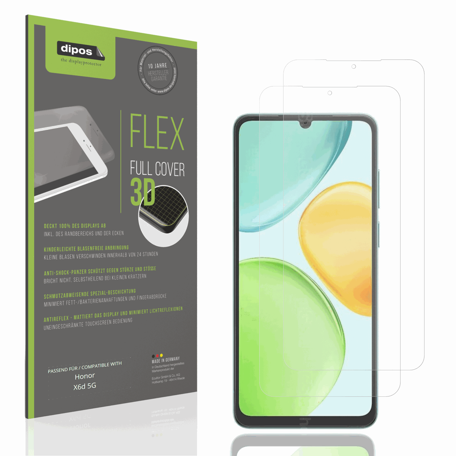 Matte Displayschutzfolie von dipos passend für Honor X6d 5G, 100% Displayabdeckung und blasenfreie Montage