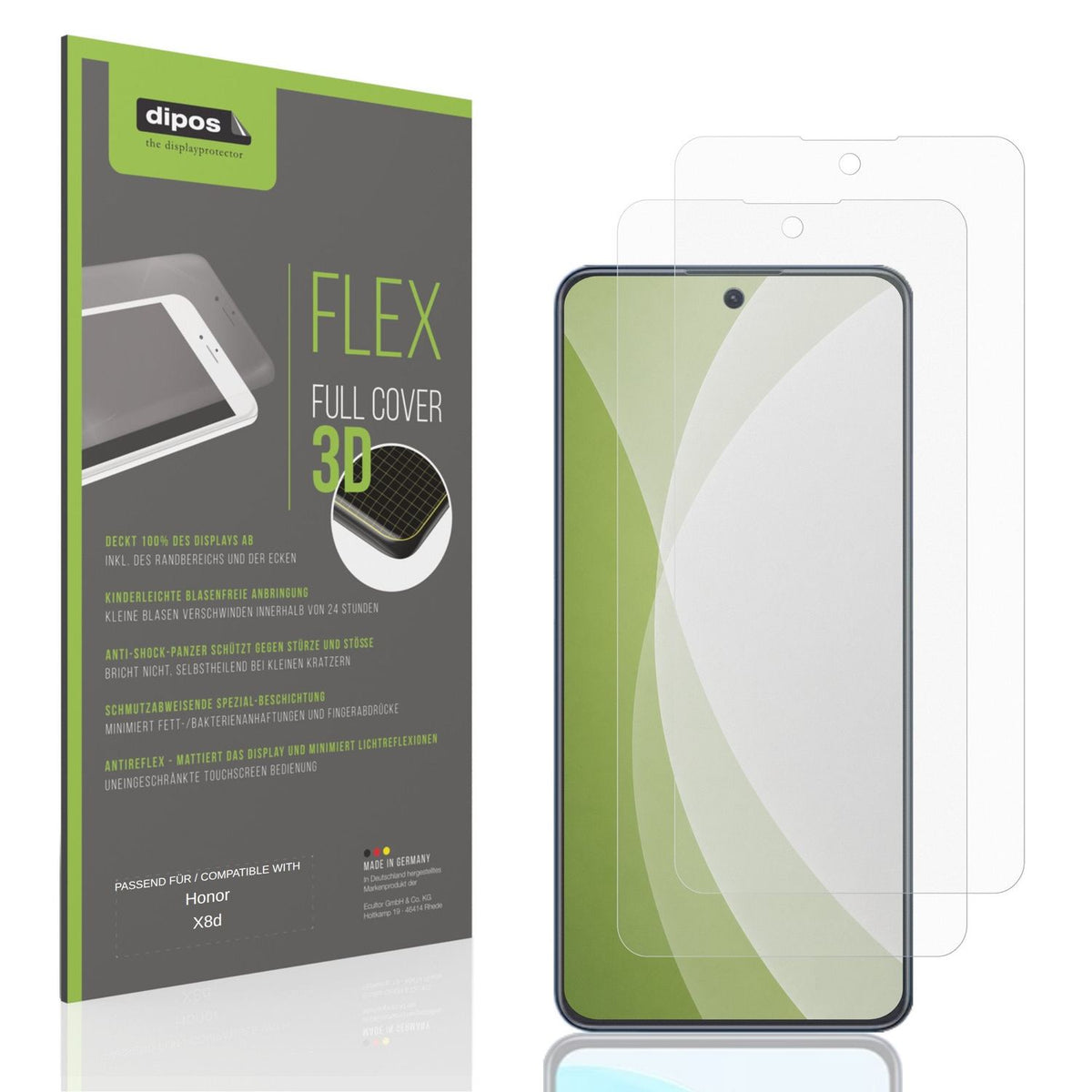 Matte Displayschutzfolie von dipos passend für Honor X8d, 100% Displayabdeckung und blasenfreie Montage