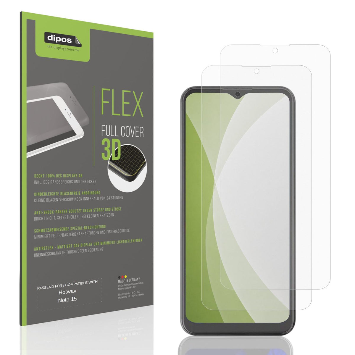 Matte Displayschutzfolie von dipos passend für Hotwav Note 15, 100% Displayabdeckung und blasenfreie Montage