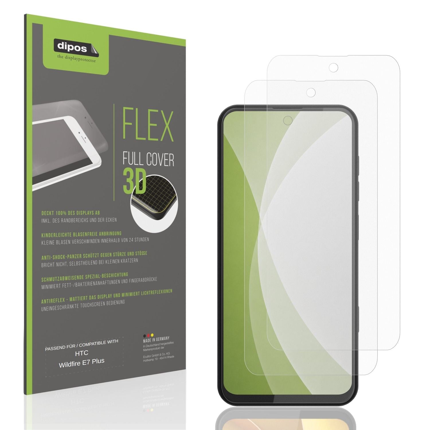 Matte Displayschutzfolie von dipos passend für HTC Wildfire E7 Plus, 100% Displayabdeckung und blasenfreie Montage