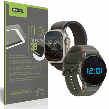 Matte Displayschutzfolie von dipos passend für Huami Amazfit Balance, 100% Displayabdeckung und blasenfreie Montage