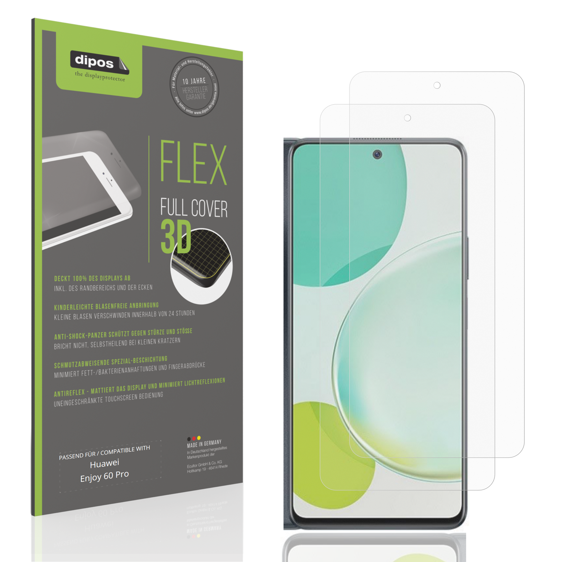 Matte Displayschutzfolie von dipos passend für Huawei Enjoy 60 Pro, 100% Displayabdeckung und blasenfreie Montage