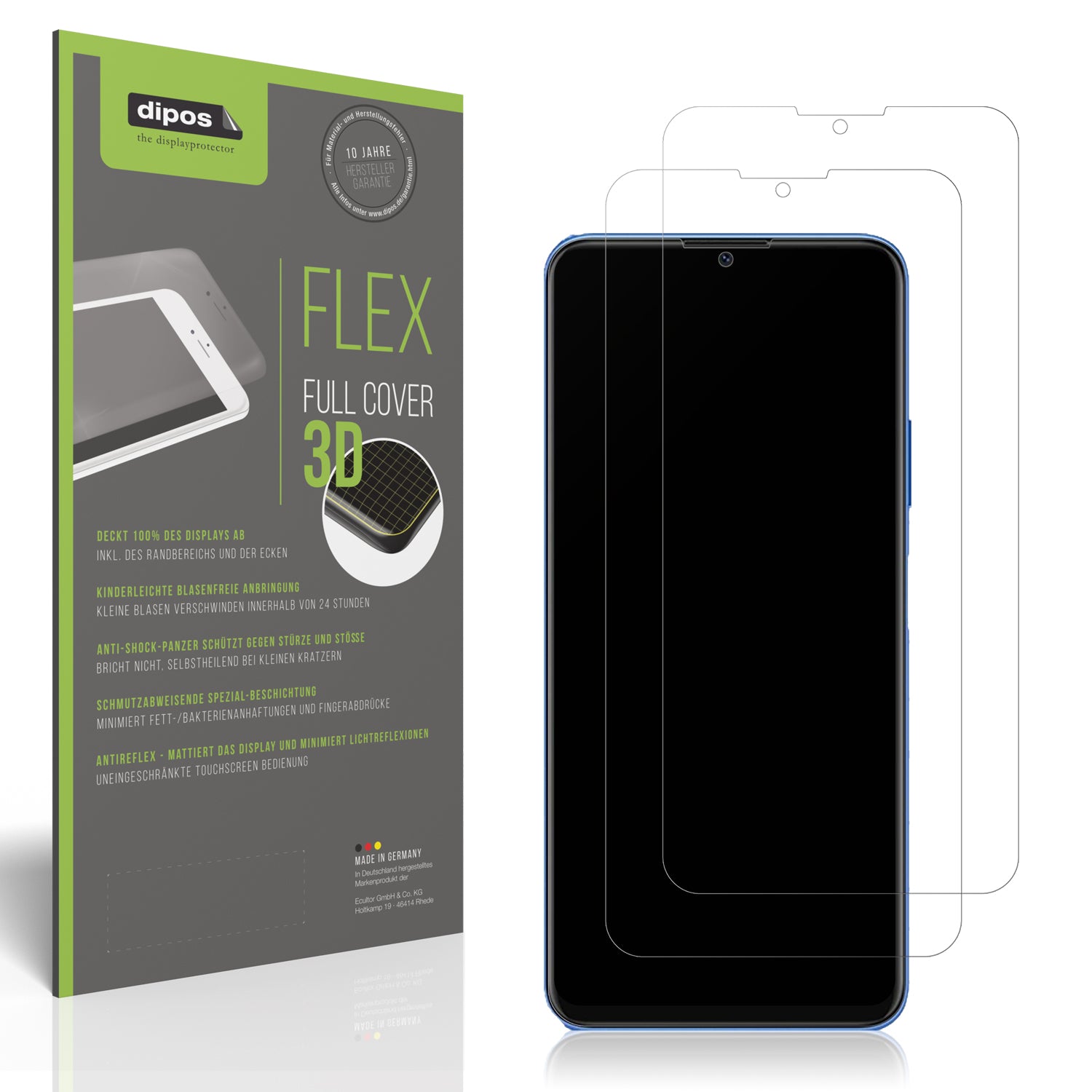 Matte Displayschutzfolie von dipos passend für HUAWEI Enjoy 70z, 100% Displayabdeckung und blasenfreie Montage