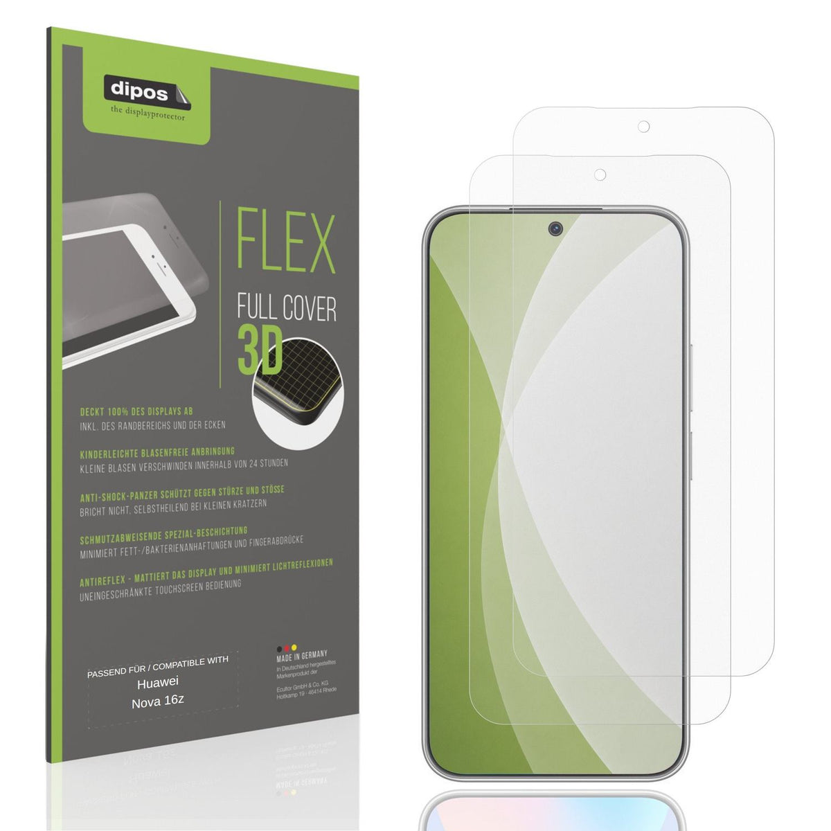 Matte Displayschutzfolie von dipos passend für Huawei Nova 16z, 100% Displayabdeckung und blasenfreie Montage