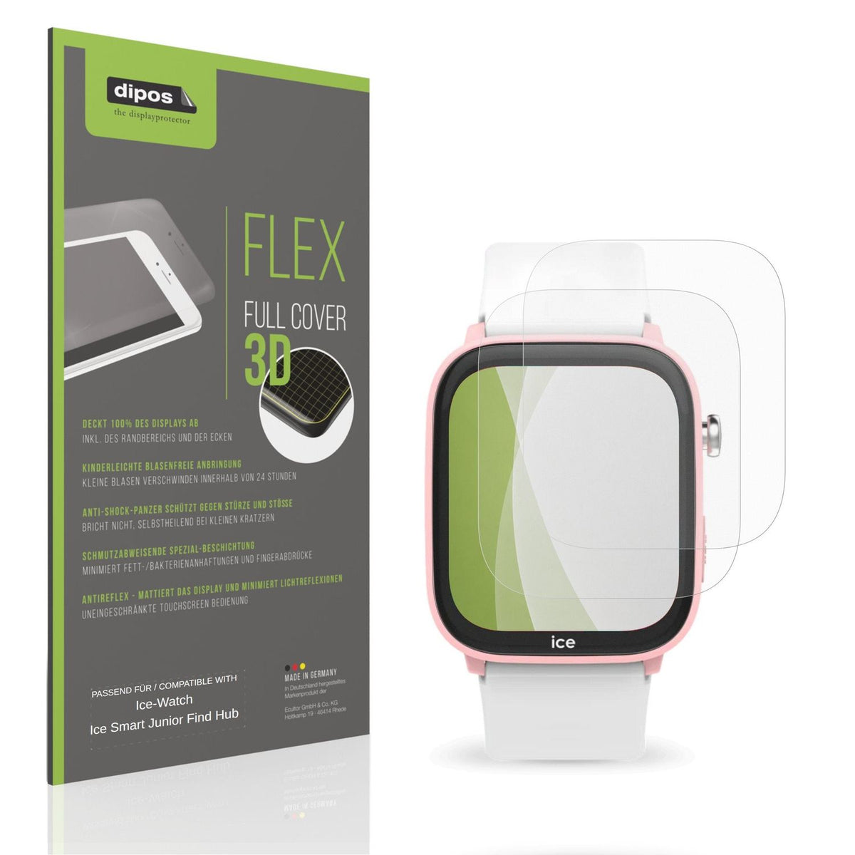 Matte Displayschutzfolie von dipos passend für Ice-Watch Ice Smart Junior Find Hub, 100% Displayabdeckung und blasenfreie Montage