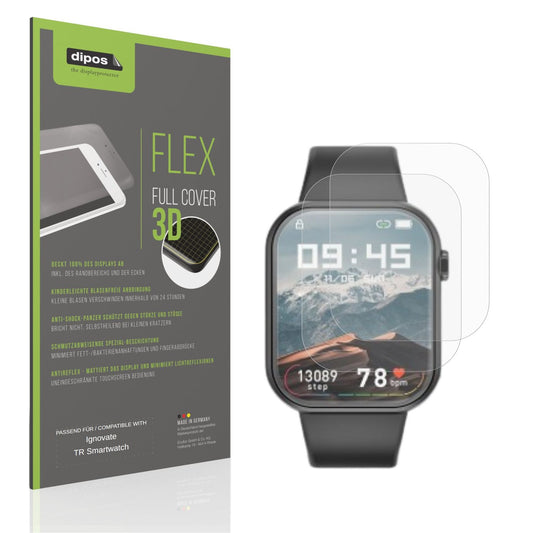 Matte Displayschutzfolie von dipos passend für Ignovate TR Smartwatch, 100% Displayabdeckung und blasenfreie Montage