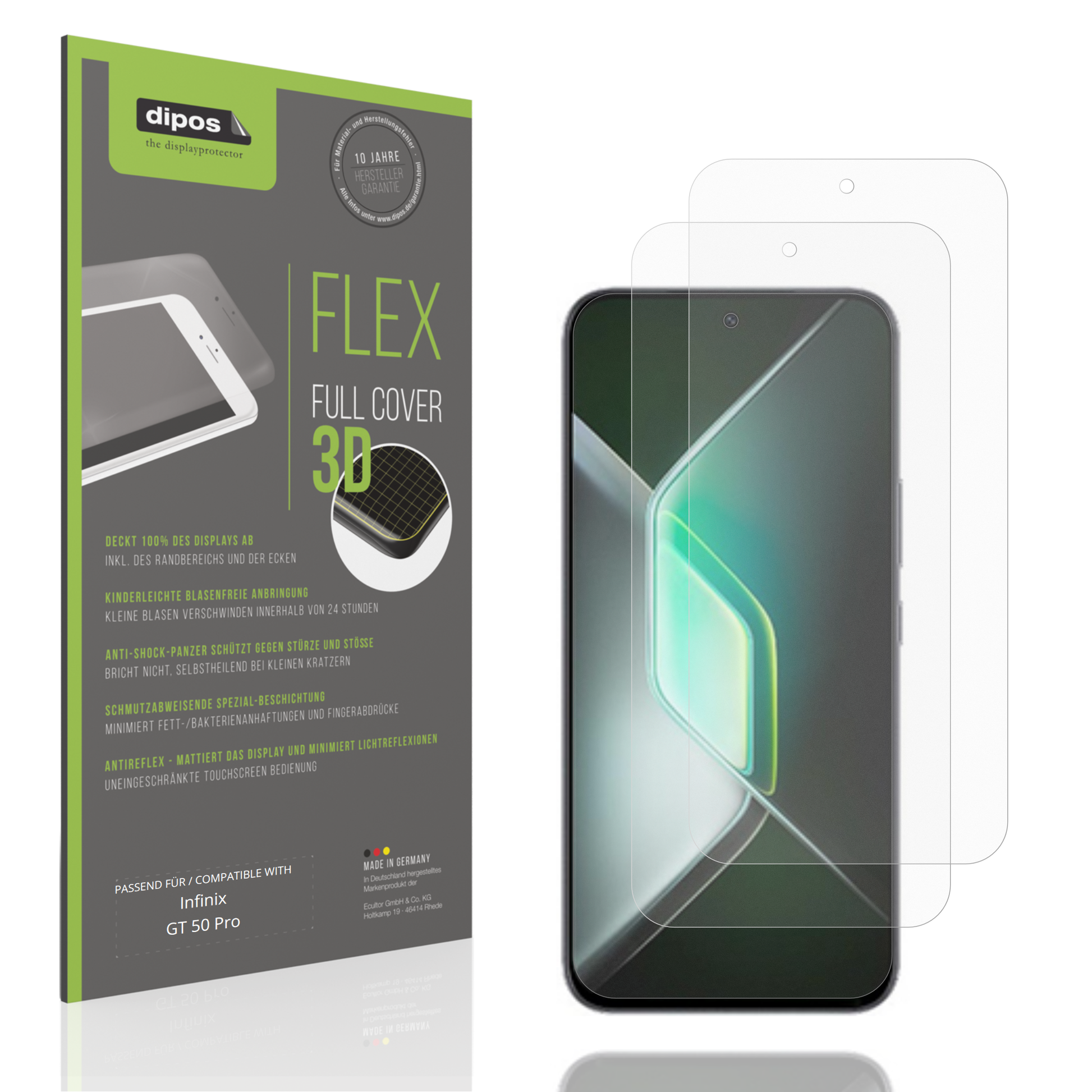 Matte Displayschutzfolie von dipos passend für Infinix GT 50 Pro, 100% Displayabdeckung und blasenfreie Montage
