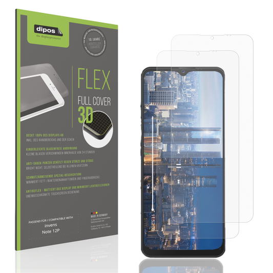 Matte Displayschutzfolie von dipos passend für invens Note 12P, 100% Displayabdeckung und blasenfreie Montage